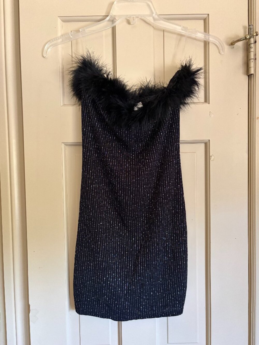 Black Strapless Jeweled Mini Dress